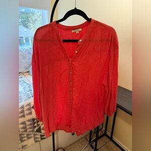 Z Supply Vibrant Red Button-Down Shirt